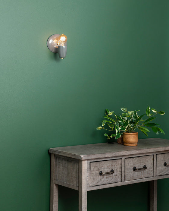 Justice Designs CER-7021-GRY-BRSS One Light Wall Sconce, Gloss Grey