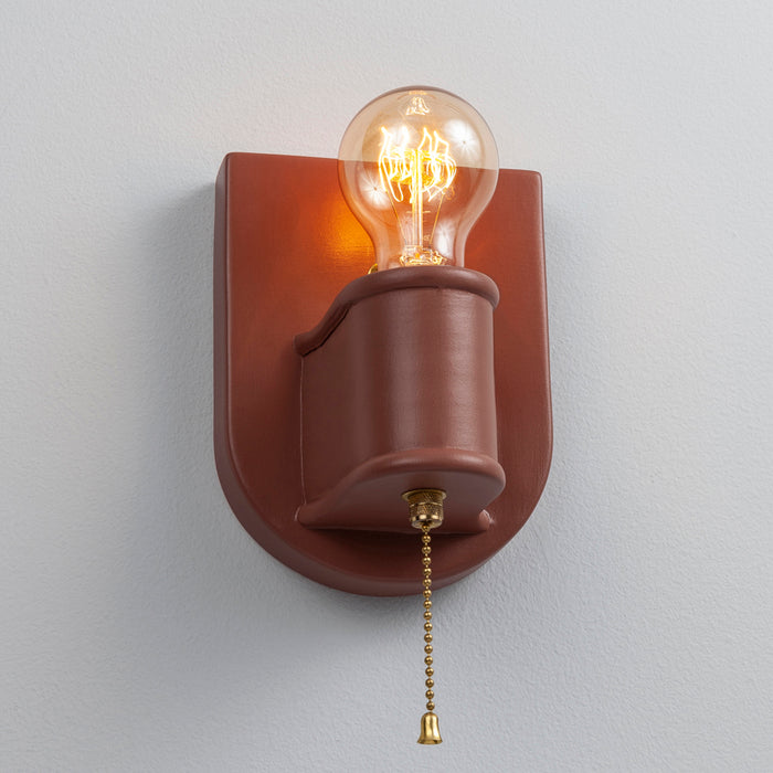 Justice Designs CER-7031-CLAY-BRSS One Light Wall Sconce, Canyon Clay