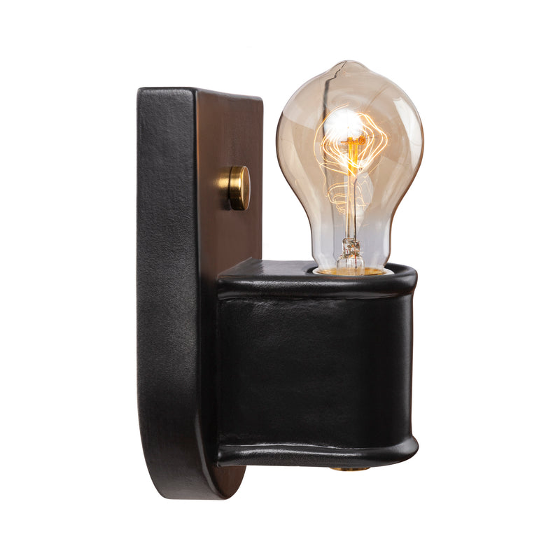 Justice Designs CER-7031-CRB-BRSS One Light Wall Sconce, Carbon - Matte Black
