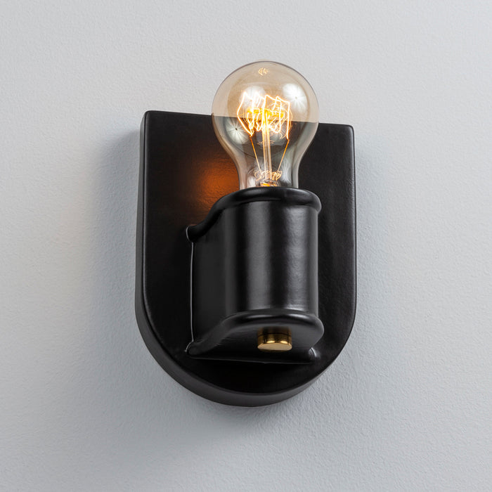 Justice Designs CER-7031-CRB-BRSS One Light Wall Sconce, Carbon - Matte Black