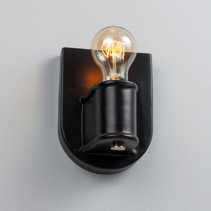 Justice Designs CER-7031-CRB-NCKL One Light Wall Sconce, Carbon - Matte Black