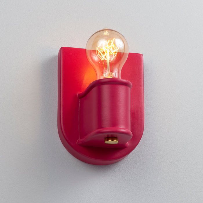 Justice Designs CER-7031-CRSE-BRSS One Light Wall Sconce, Cerise