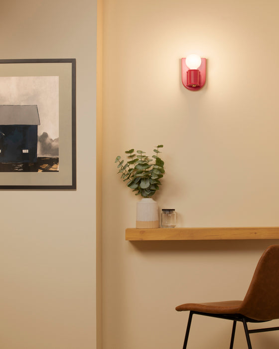 Justice Designs CER-7031-CRSE-BRSS One Light Wall Sconce, Cerise