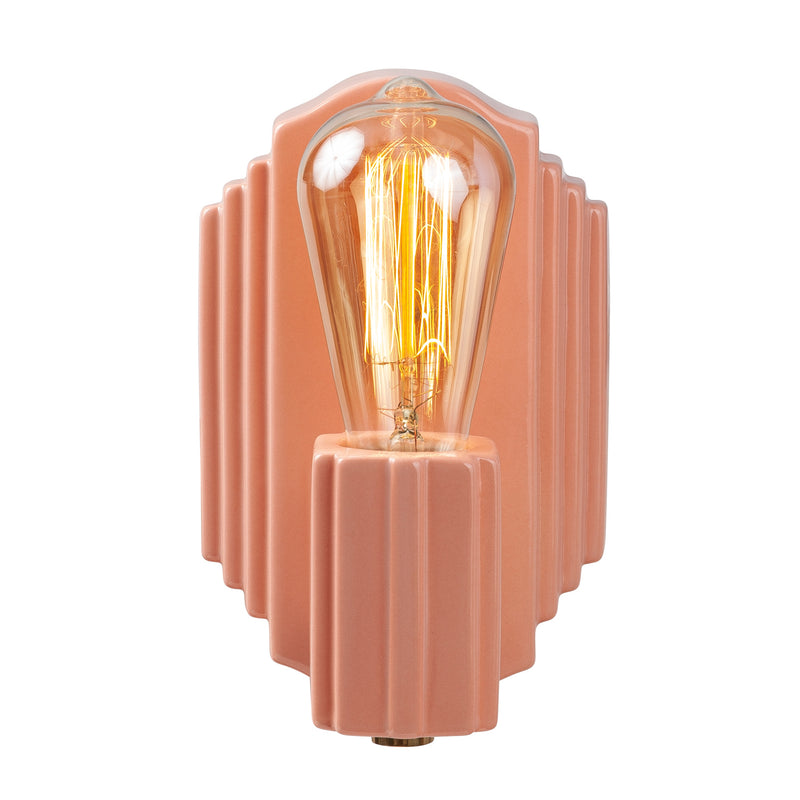 Justice Designs CER-7041-BSH-BRSS One Light Wall Sconce, Gloss Blush