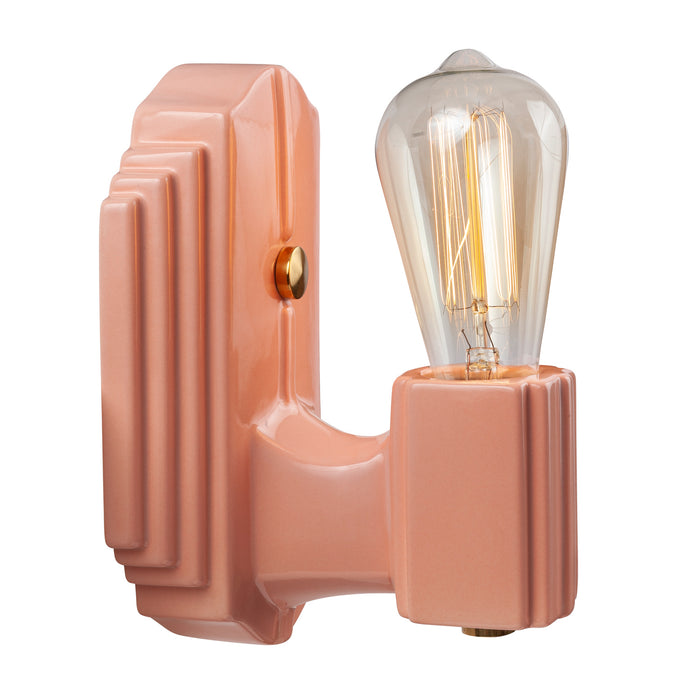 Justice Designs CER-7041-BSH-BRSS One Light Wall Sconce, Gloss Blush