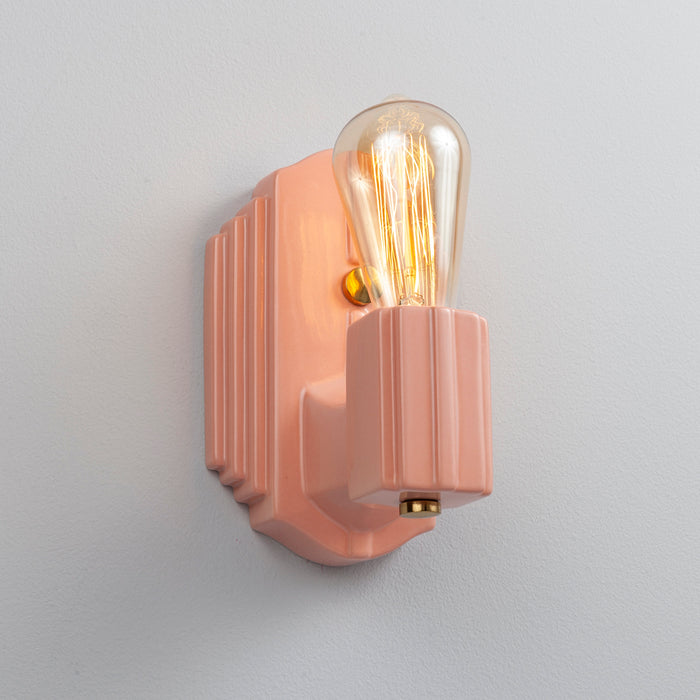 Justice Designs CER-7041-BSH-BRSS One Light Wall Sconce, Gloss Blush