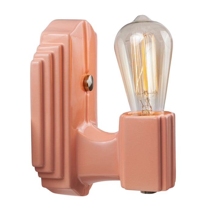 Justice Designs CER-7041-BSH-NCKL One Light Wall Sconce, Gloss Blush