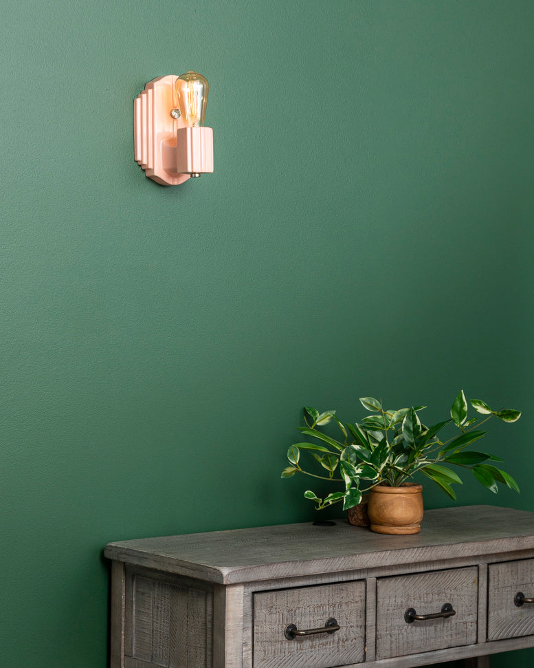 Justice Designs CER-7041-BSH-NCKL One Light Wall Sconce, Gloss Blush