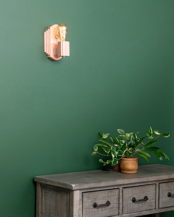 Justice Designs CER-7041-BSH-NCKL One Light Wall Sconce, Gloss Blush
