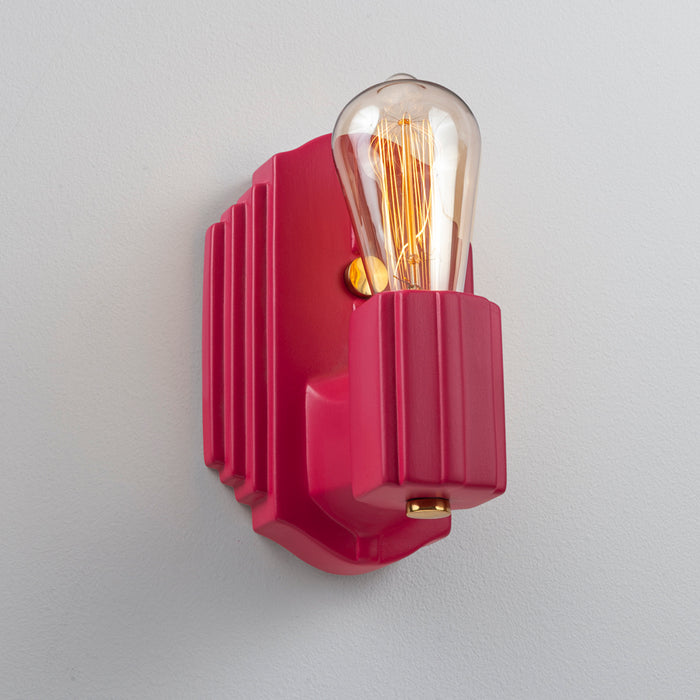 Justice Designs CER-7041-CRSE-BRSS One Light Wall Sconce, Cerise
