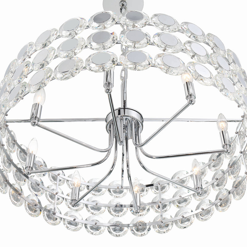 Eurofase 44286-019 Eight Light Chandelier, Chrome