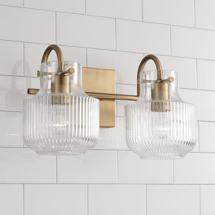Capital Lighting 145121AD Two Light Vanity, Aged Brass