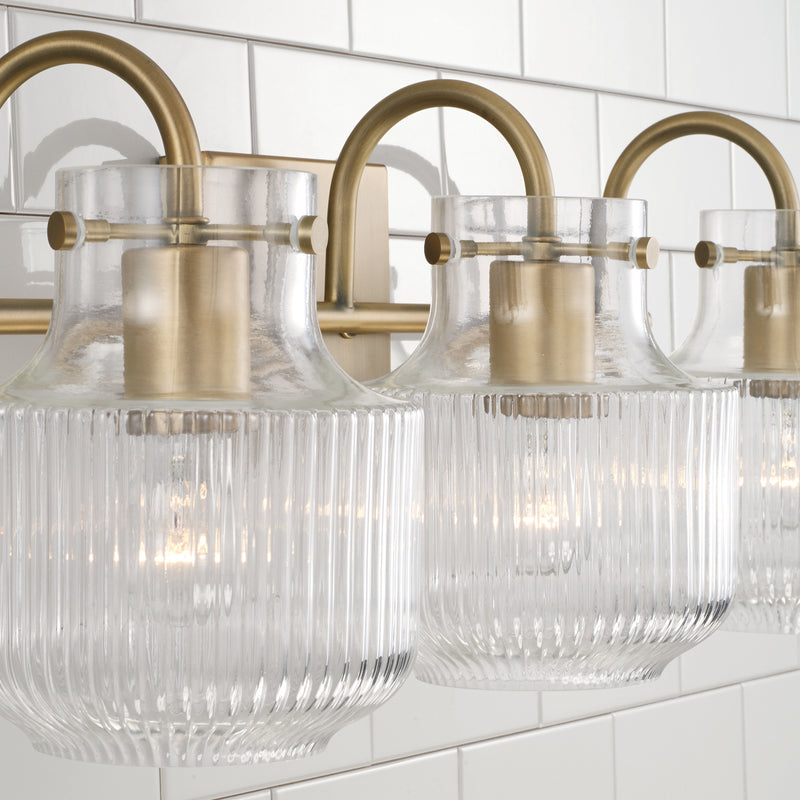 Capital Lighting 145131AD Three Light Vanity, Aged Brass