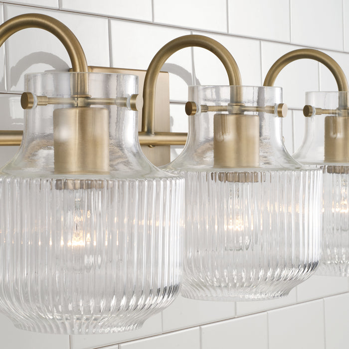 Capital Lighting 145131AD Three Light Vanity, Aged Brass