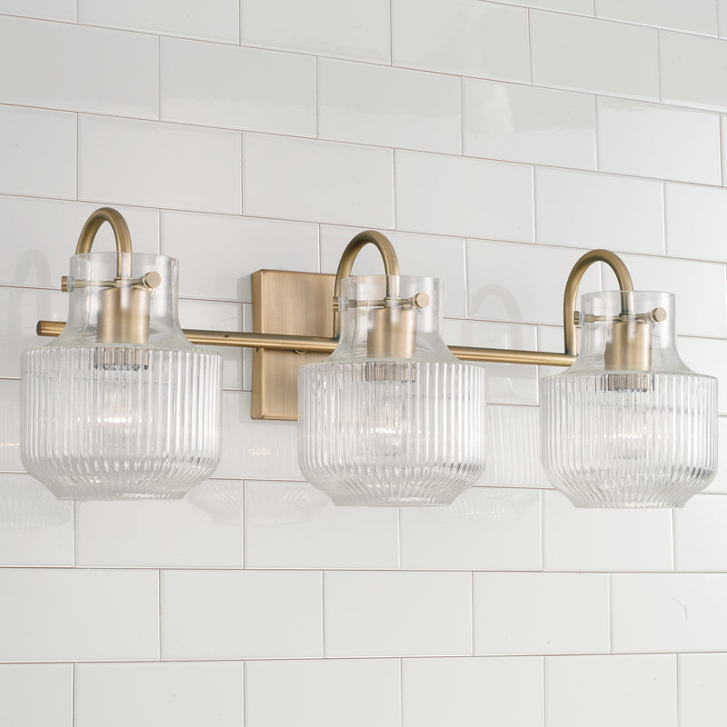 Capital Lighting 145131AD Three Light Vanity, Aged Brass