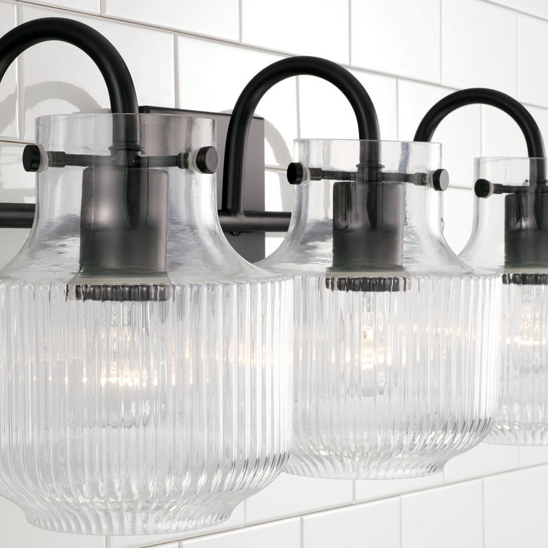 Capital Lighting 145131MB Three Light Vanity, Matte Black