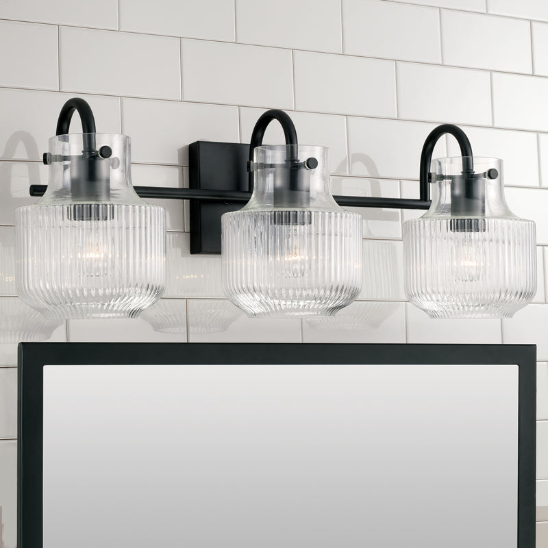 Capital Lighting 145131MB Three Light Vanity, Matte Black