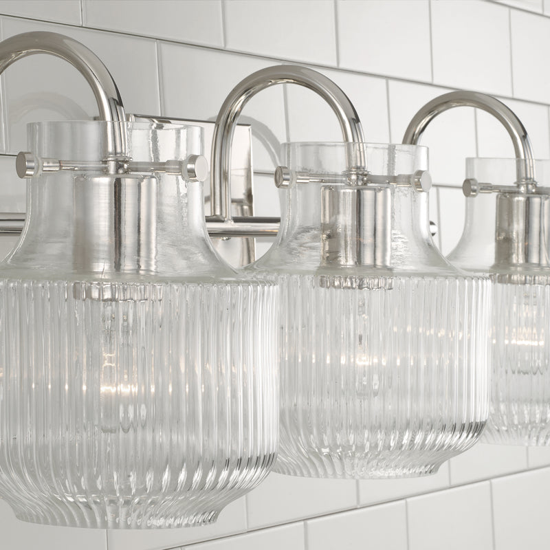Capital Lighting 145131PN Three Light Vanity, Polished Nickel