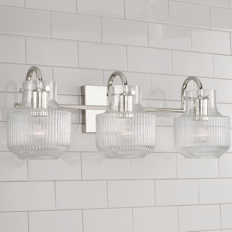 Capital Lighting 145131PN Three Light Vanity, Polished Nickel