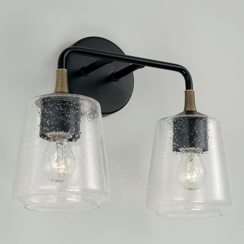 Capital Lighting 145621KB-530 Two Light Vanity, Matte Black with Brass