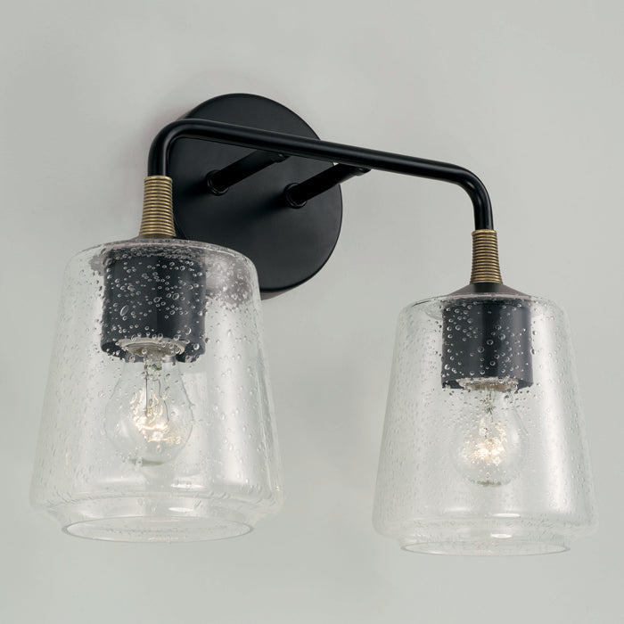 Capital Lighting 145621KB-530 Two Light Vanity, Matte Black with Brass
