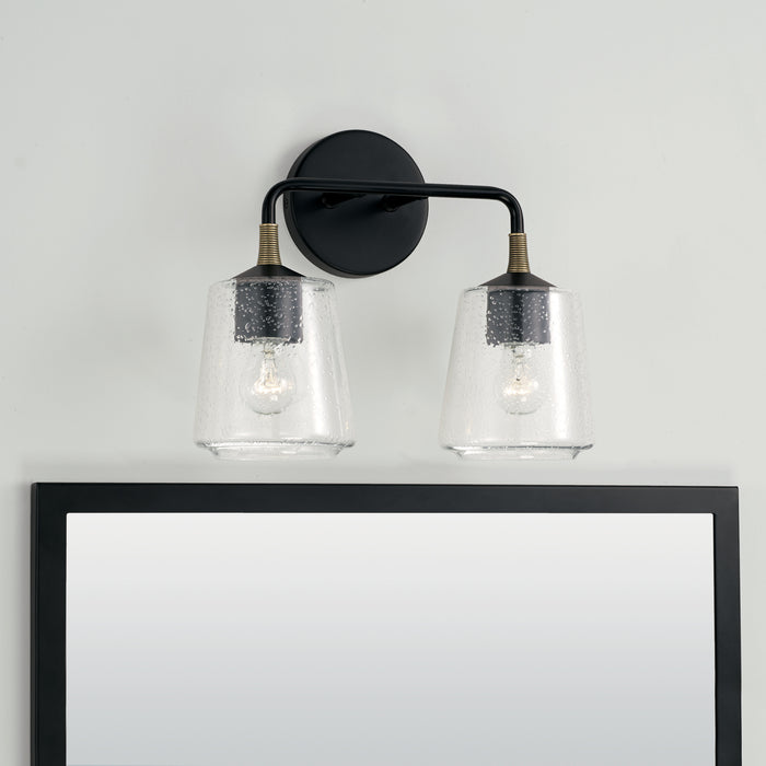 Capital Lighting 145621KB-530 Two Light Vanity, Matte Black with Brass