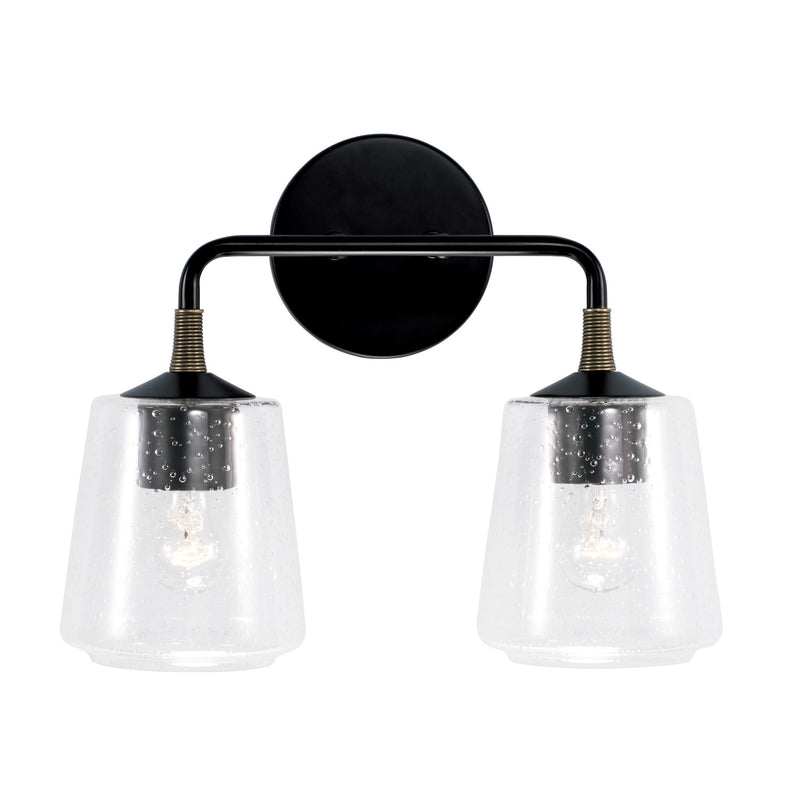 Capital Lighting 145621KB-530 Two Light Vanity, Matte Black with Brass