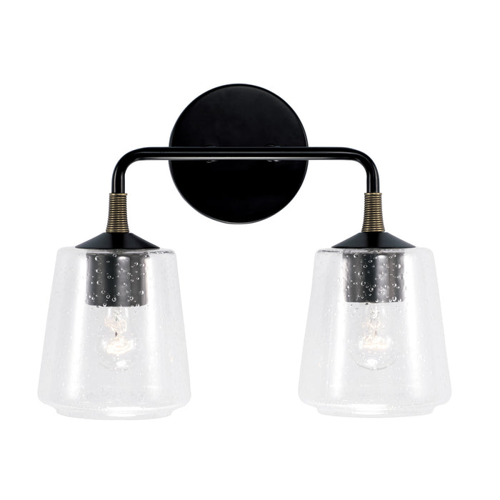 Capital Lighting 145621KB-530 Two Light Vanity, Matte Black with Brass
