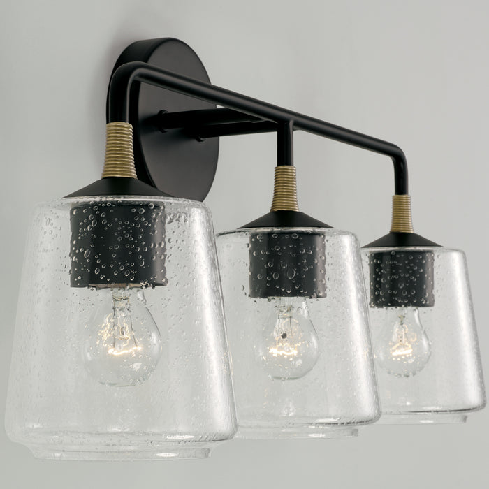 Capital Lighting 145631KB-530 Three Light Vanity, Matte Black with Brass