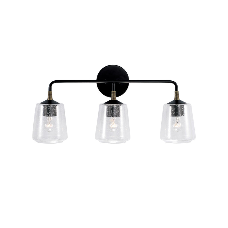 Capital Lighting 145631KB-530 Three Light Vanity, Matte Black with Brass