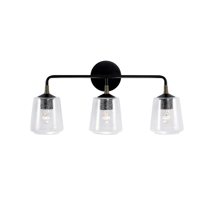 Capital Lighting 145631KB-530 Three Light Vanity, Matte Black with Brass