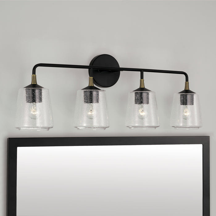 Capital Lighting 145641KB-530 Four Light Vanity, Matte Black with Brass
