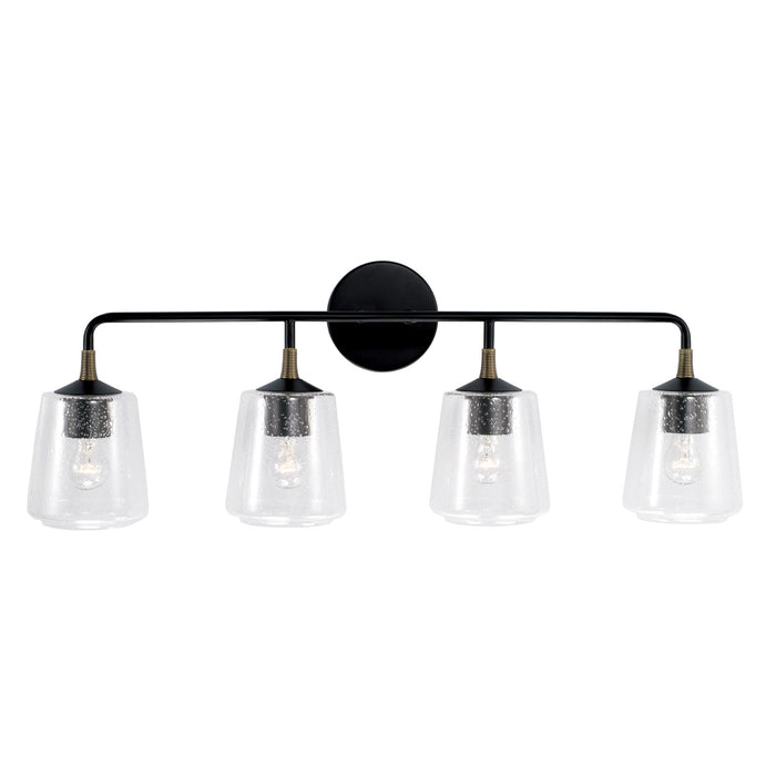 Capital Lighting 145641KB-530 Four Light Vanity, Matte Black with Brass