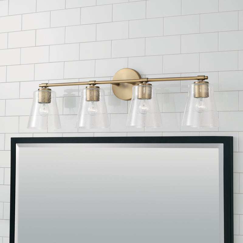 Capital Lighting 146941AD-533 Four Light Vanity, Aged Brass