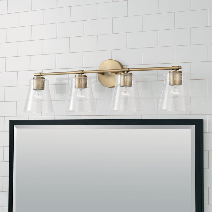 Capital Lighting 146941AD-533 Four Light Vanity, Aged Brass