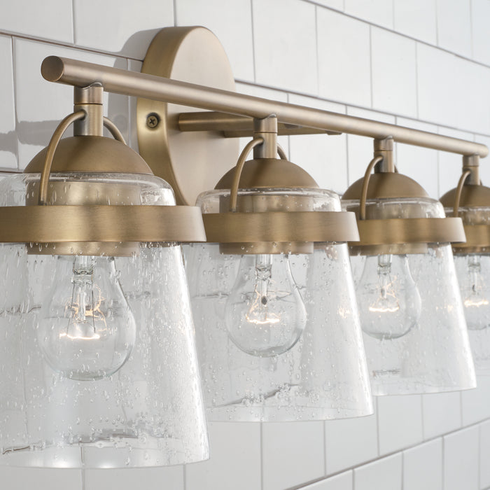 Capital Lighting 147041AD-534 Four Light Vanity, Aged Brass