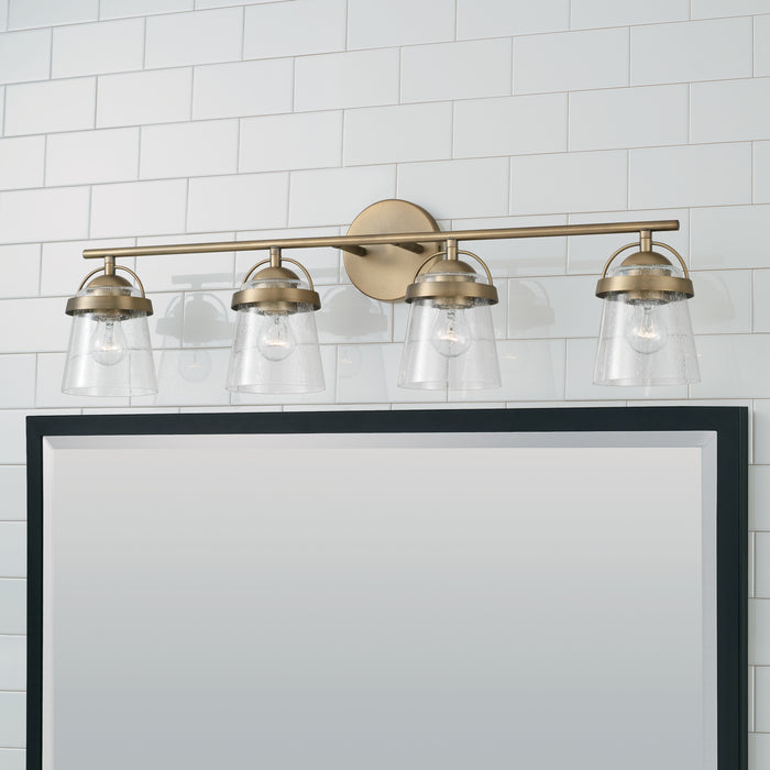 Capital Lighting 147041AD-534 Four Light Vanity, Aged Brass