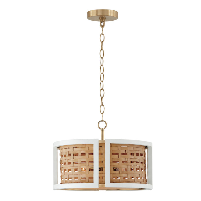 Capital Lighting 244341WM Four Light Semi Flush Mount, Flat White and Matte Brass
