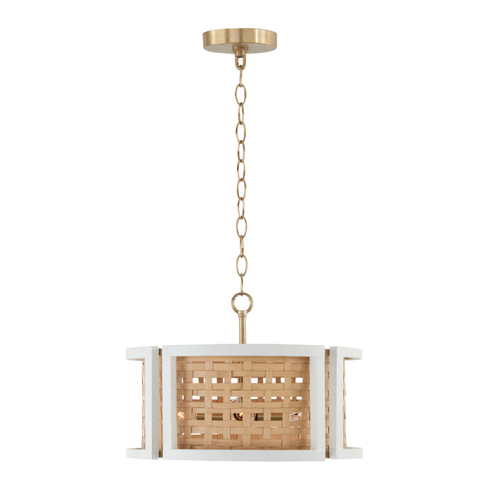 Capital Lighting 244341WM Four Light Semi Flush Mount, Flat White and Matte Brass