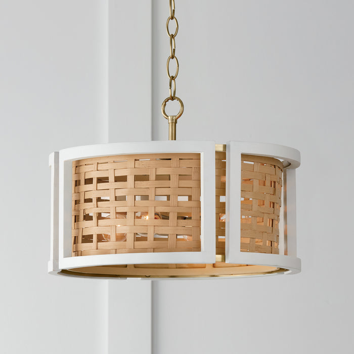 Capital Lighting 244341WM Four Light Semi Flush Mount, Flat White and Matte Brass