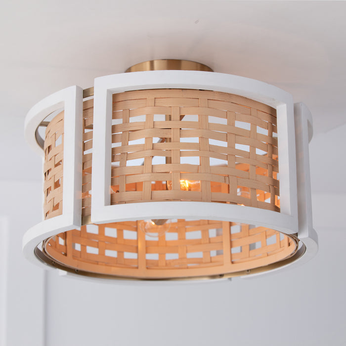 Capital Lighting 244341WM Four Light Semi Flush Mount, Flat White and Matte Brass