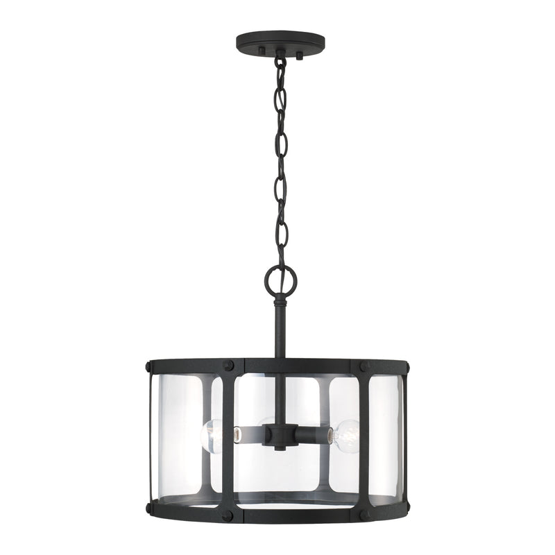 Capital Lighting 244931BI Three Light Semi Flush Mount, Black Iron