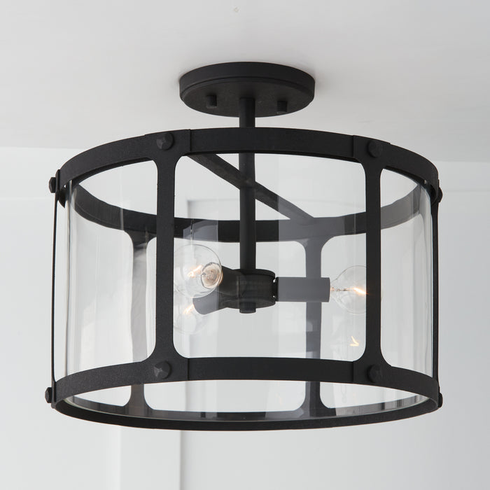 Capital Lighting 244931BI Three Light Semi Flush Mount, Black Iron