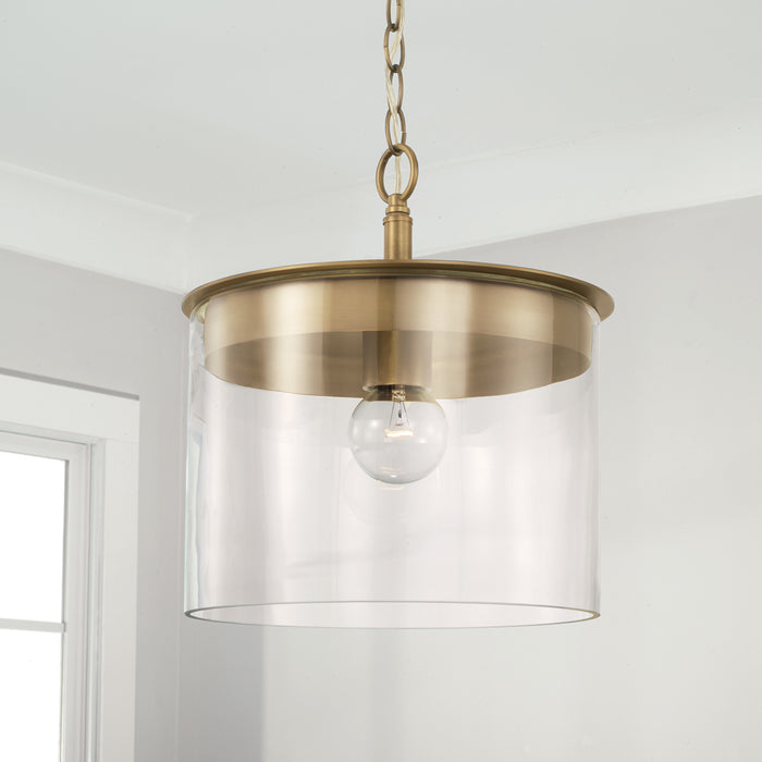 Capital Lighting 246812AD One Light Semi Flush Mount, Aged Brass