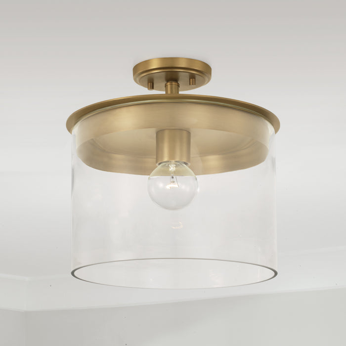 Capital Lighting 246812AD One Light Semi Flush Mount, Aged Brass