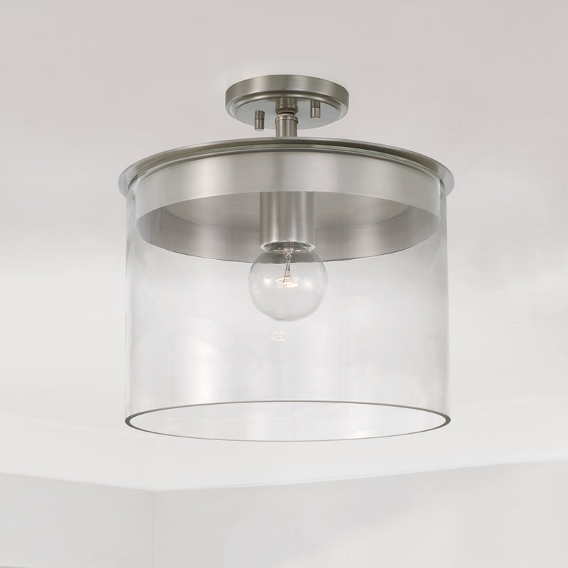 Capital Lighting 246812BN One Light Semi Flush Mount, Brushed Nickel