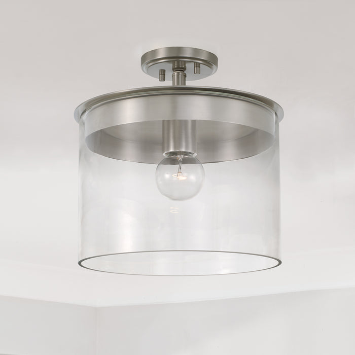 Capital Lighting 246812BN One Light Semi Flush Mount, Brushed Nickel