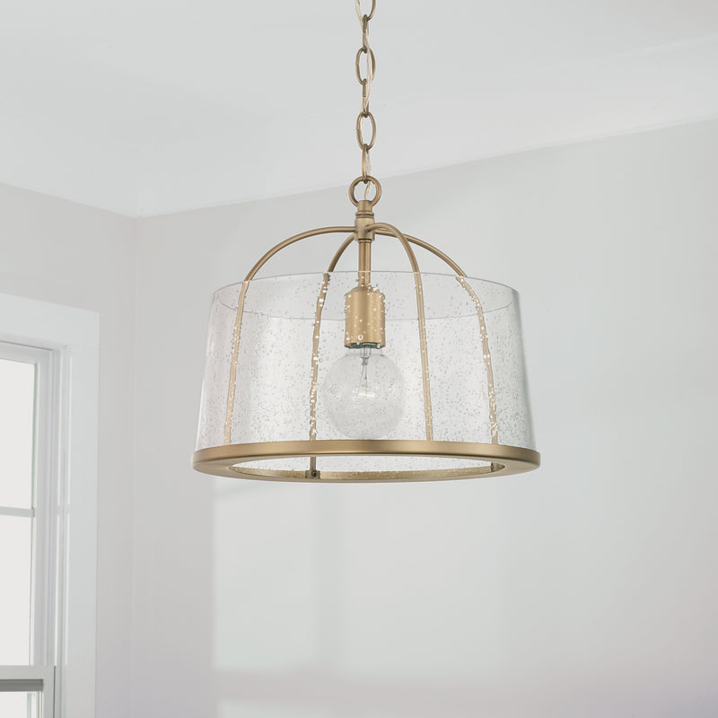 Capital Lighting 247011AD One Light Semi Flush Mount, Aged Brass