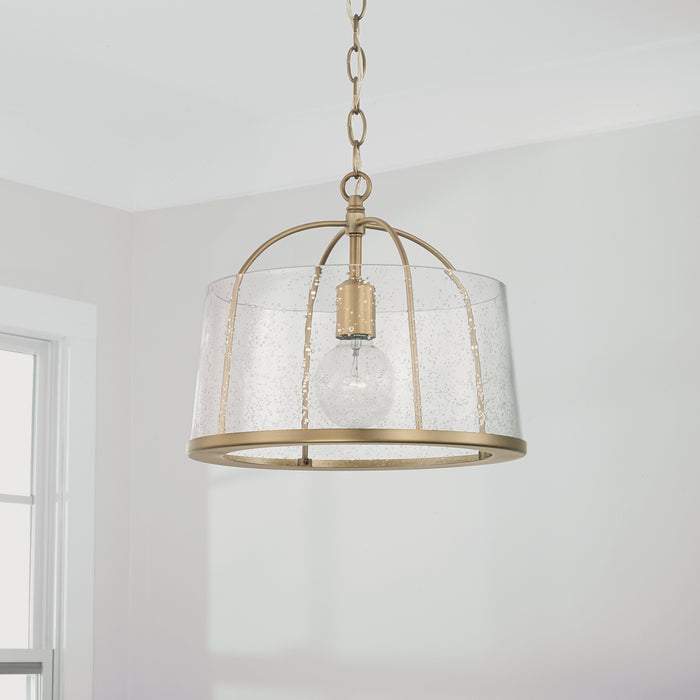 Capital Lighting 247011AD One Light Semi Flush Mount, Aged Brass