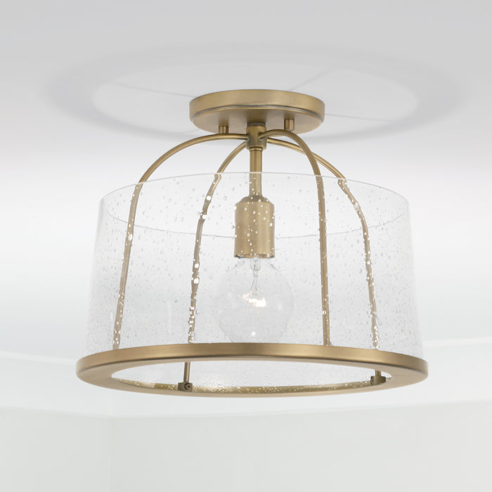 Capital Lighting 247011AD One Light Semi Flush Mount, Aged Brass